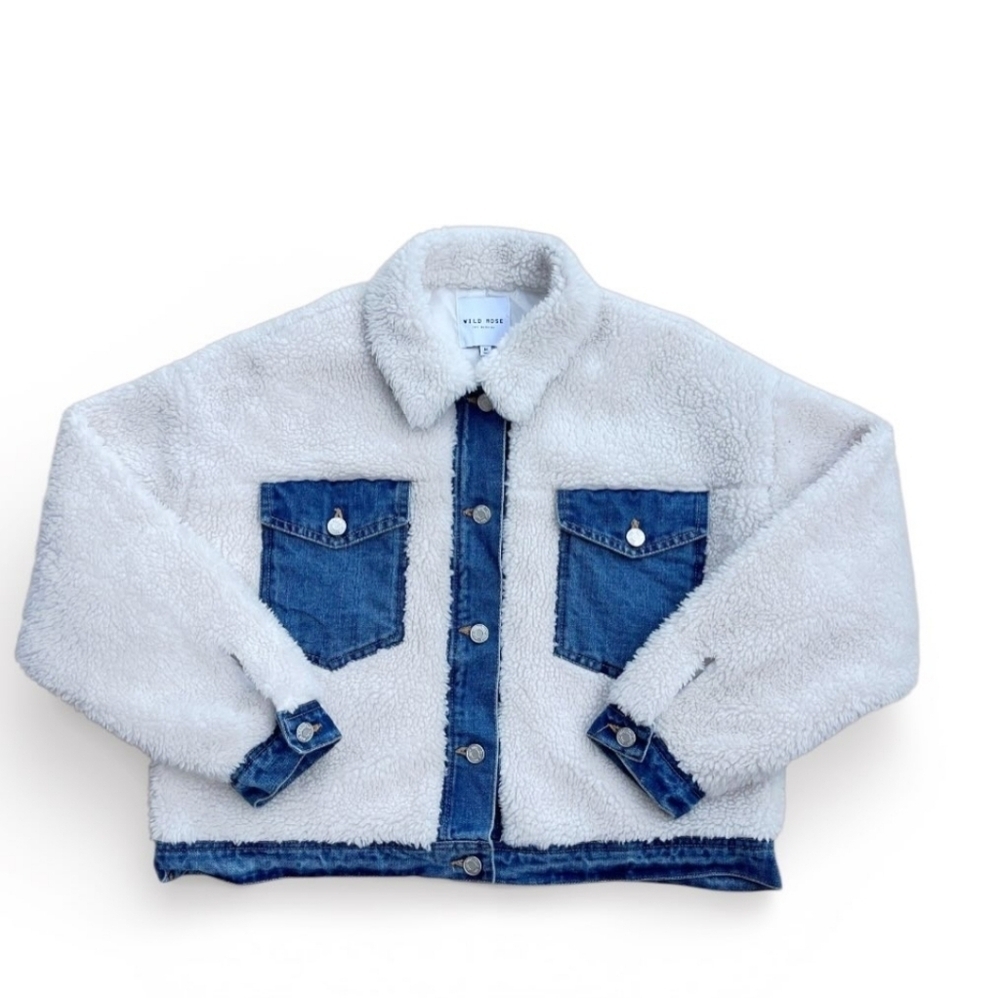 Wild Rose Cream & DenimTeddy Jacket